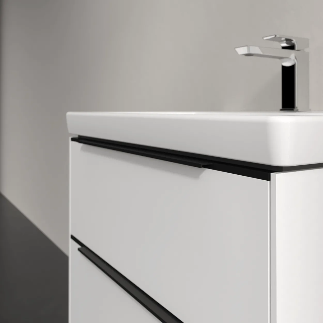 V&b subway 3.0 servantskap 62x57 brilliant white m/lys håndtak i volcano black