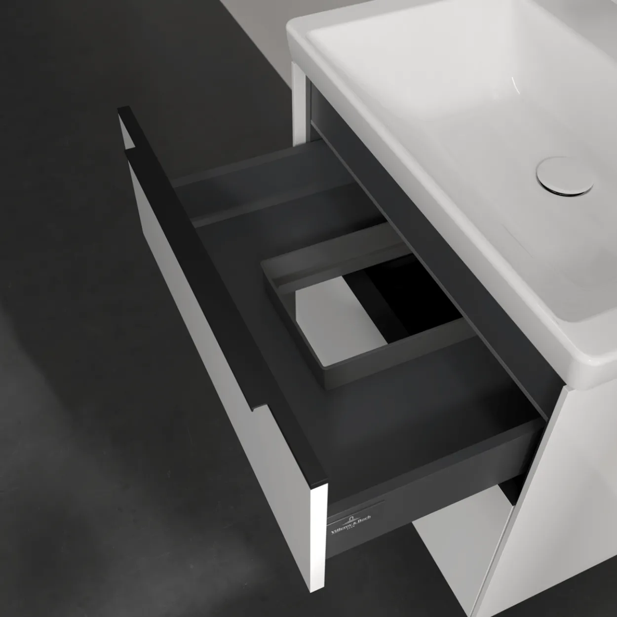 V&b subway 3.0 servantskap 62x57 brilliant white m/lys håndtak i volcano black