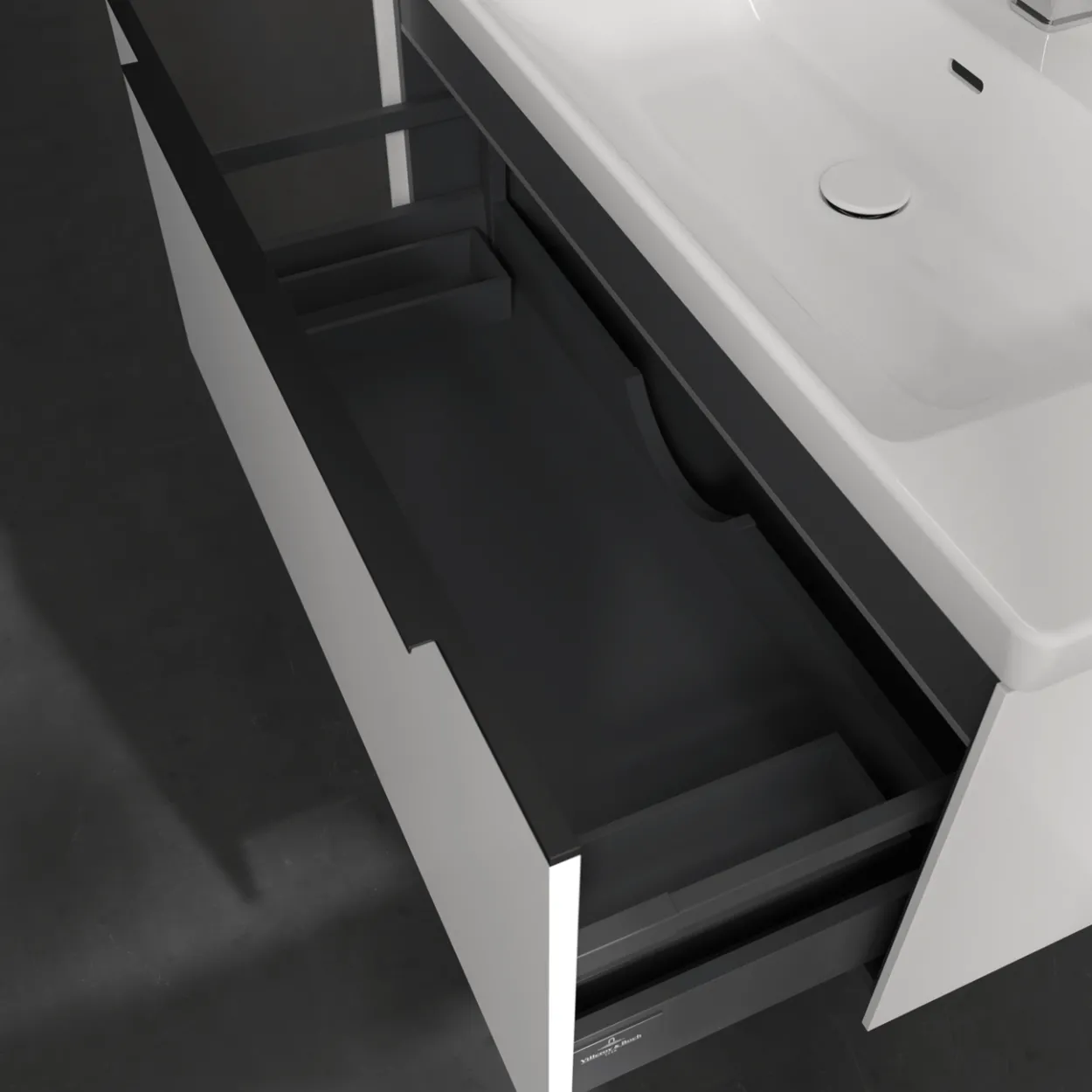 V&b subway 3.0 servantskap 97x42 brilliant white m/lys håndtak i volcano black
