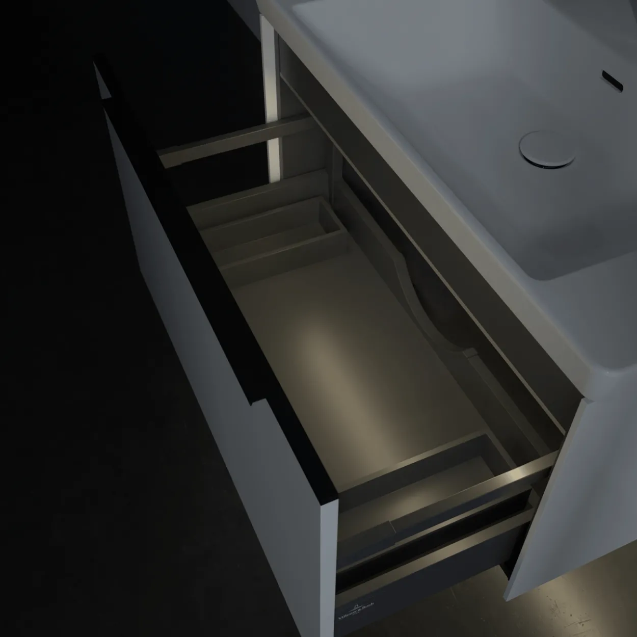 V&b subway 3.0 servantskap 77x42 brilliant white m/lys håndtak i volcano black