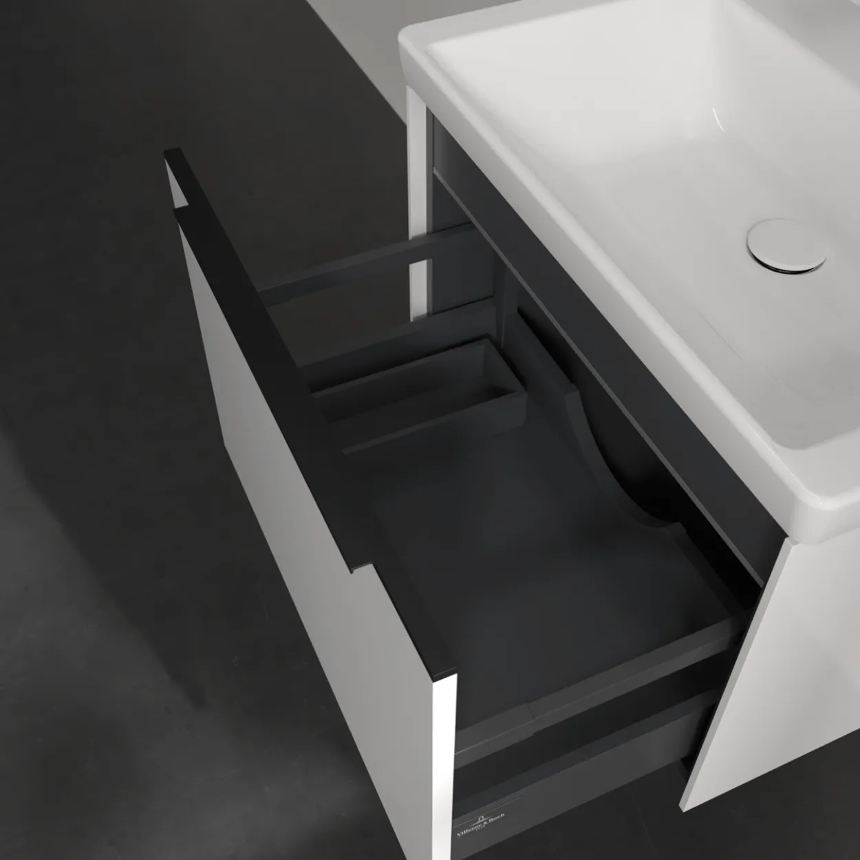 V&b subway 3.0 servantskap 66x42 brilliant white m/lys håndtak i volcano black