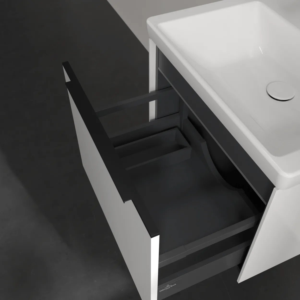 V&b subway 3.0 servantskap 57x42 brilliant white m/lys håndtak i volcano black