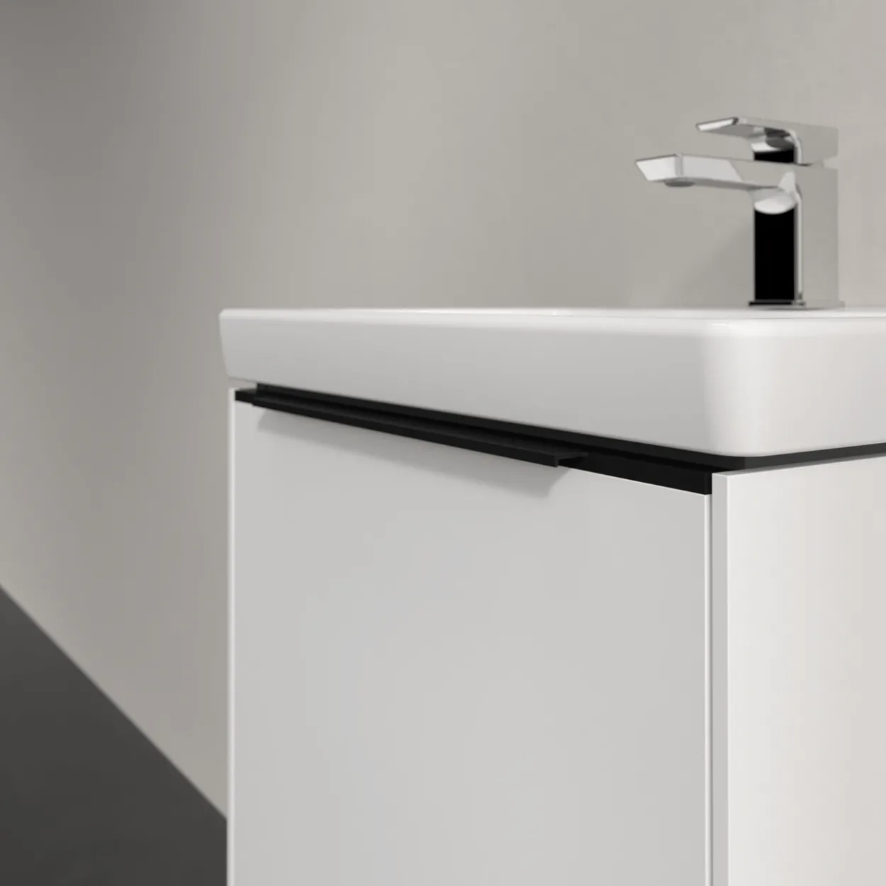 V&b subway 3.0 servantskap 47x42 brilliant white m/lys håndtak i volcano black