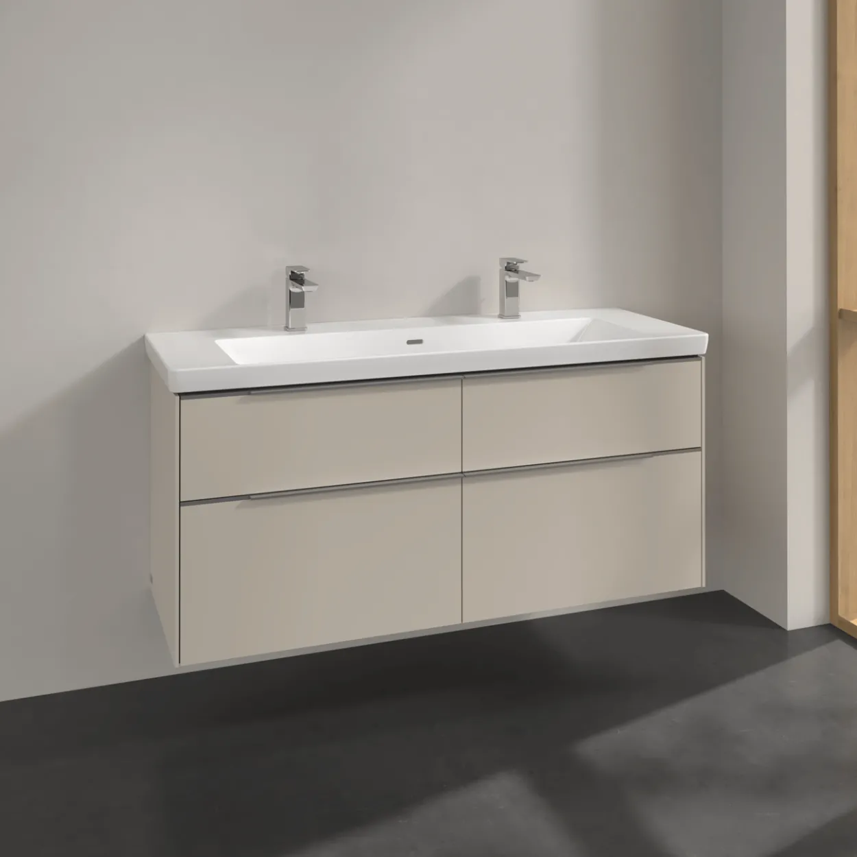 V&b subway 3.0 servantskap 127x57 cashmere grey håndtak i krom