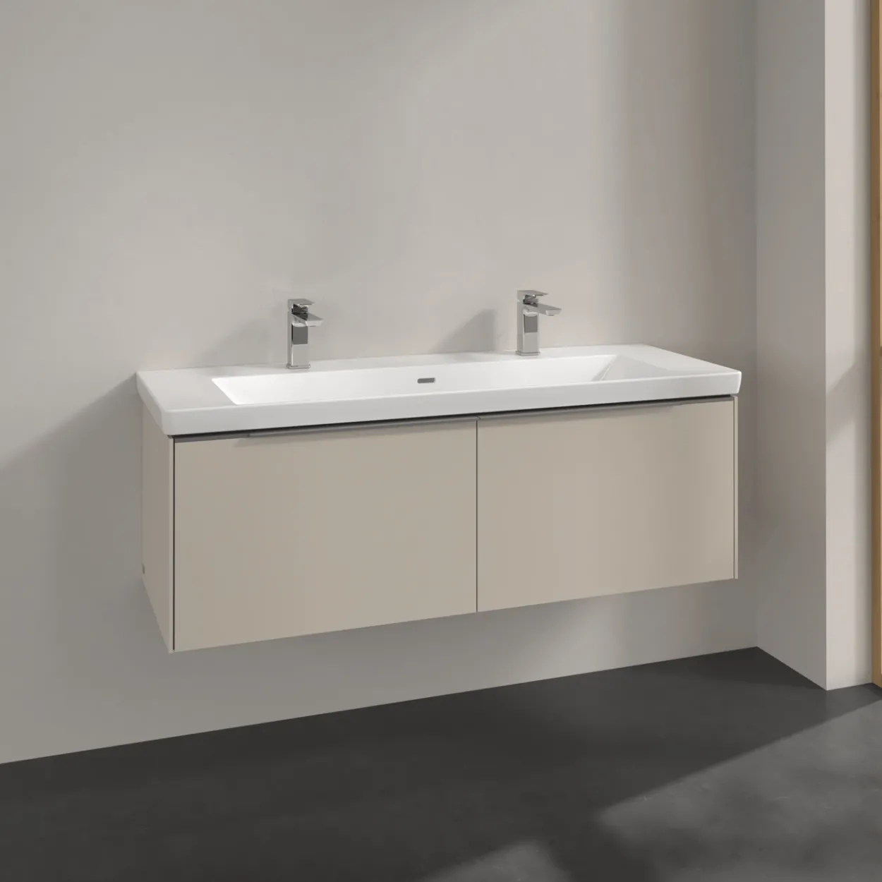 V&b subway 3.0 servantskap 127x42 cashmere grey håndtak i krom