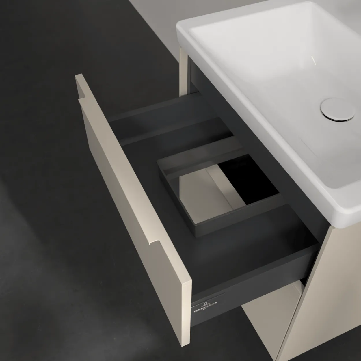 V&b subway 3.0 servantskap 57x47 cashmere grey håndtak i møbelets farge