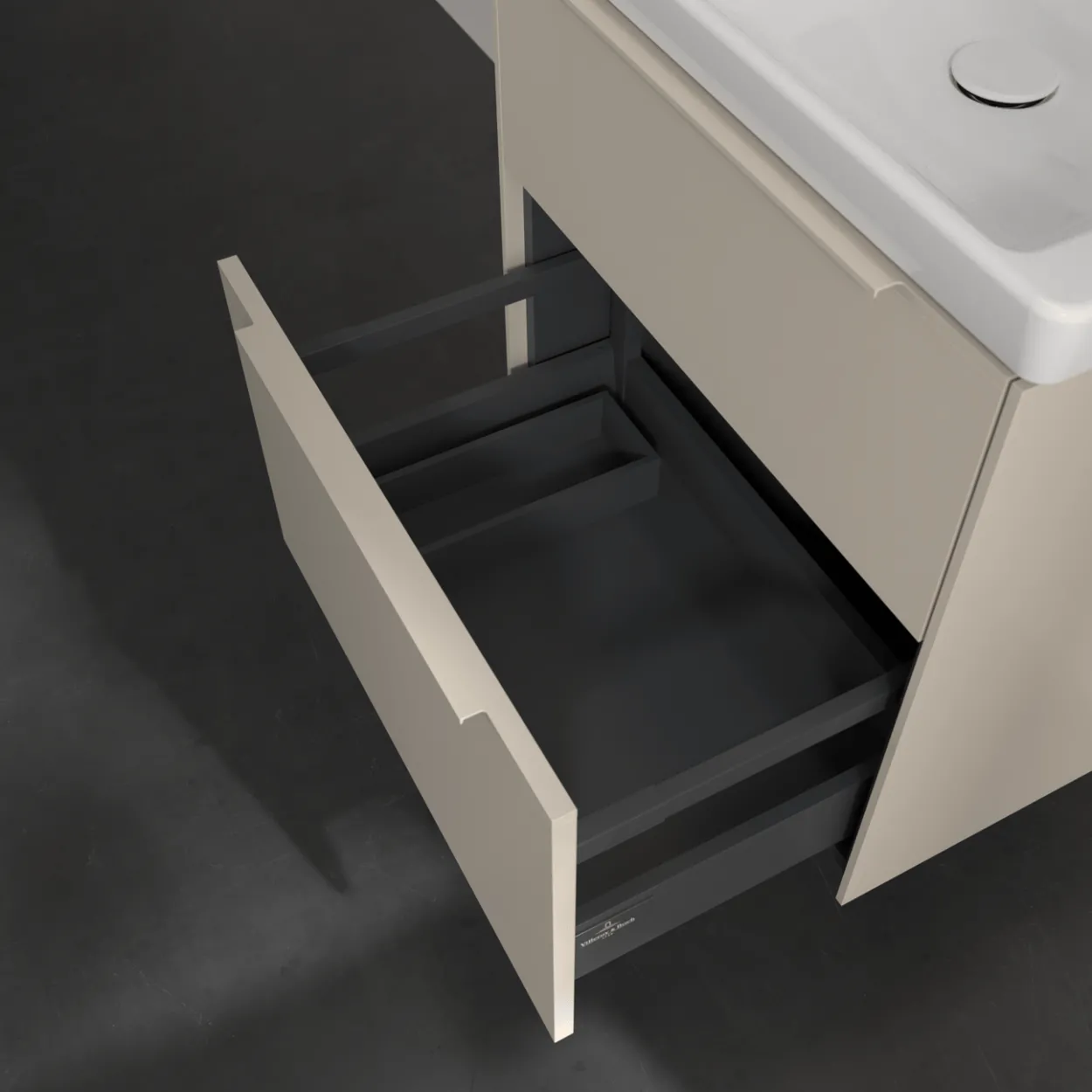 V&b subway 3.0 servantskap 57x47 cashmere grey håndtak i møbelets farge