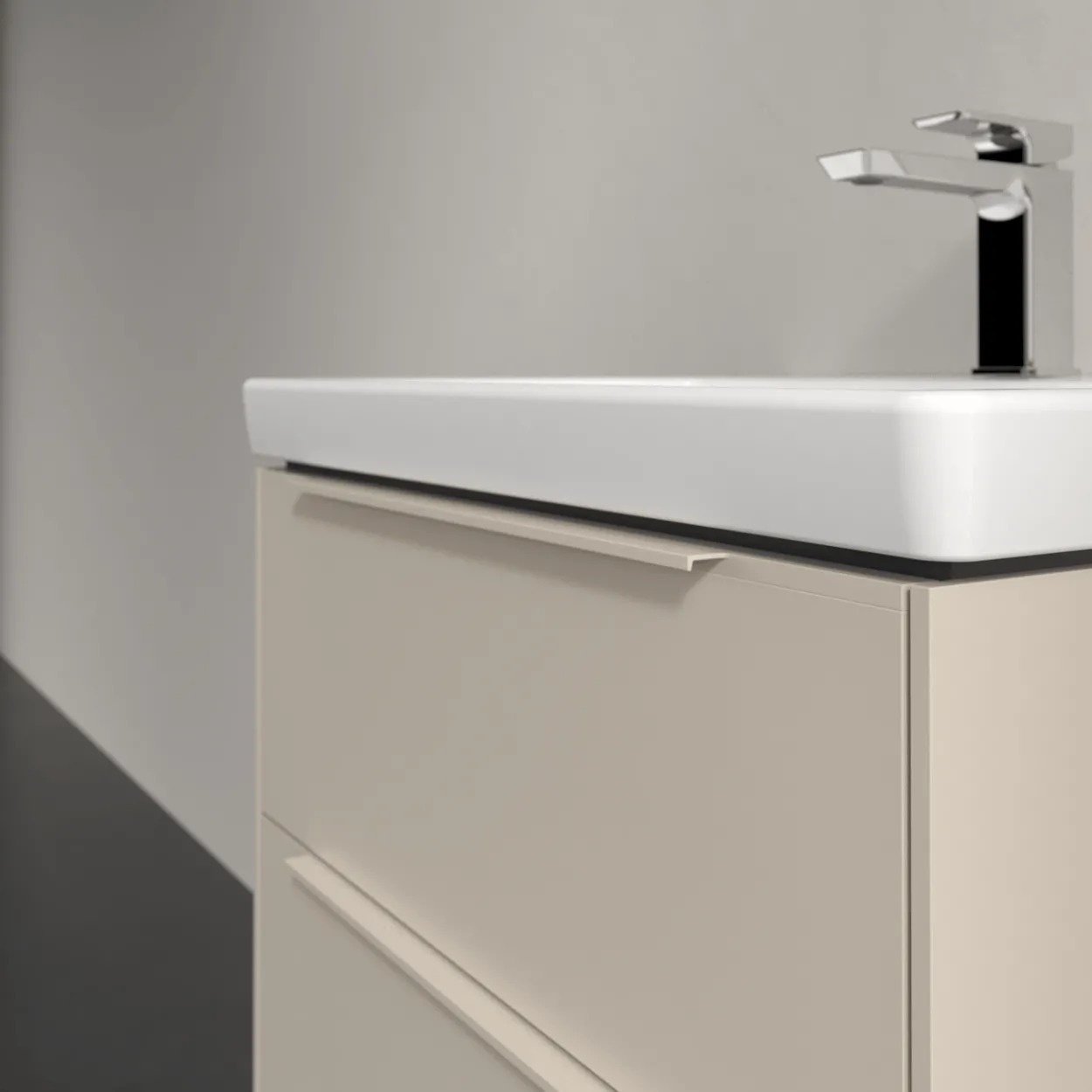 V&b subway 3.0 servantskap 57x47 cashmere grey håndtak i møbelets farge