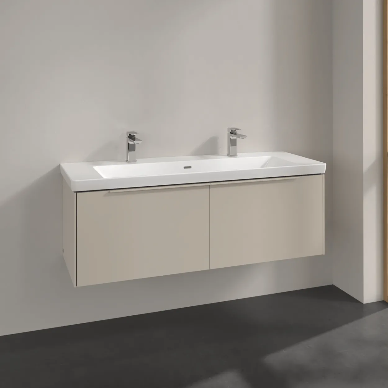 V&b subway 3.0 servantskap 127x42 cashmere grey håndtak i møbelets farge
