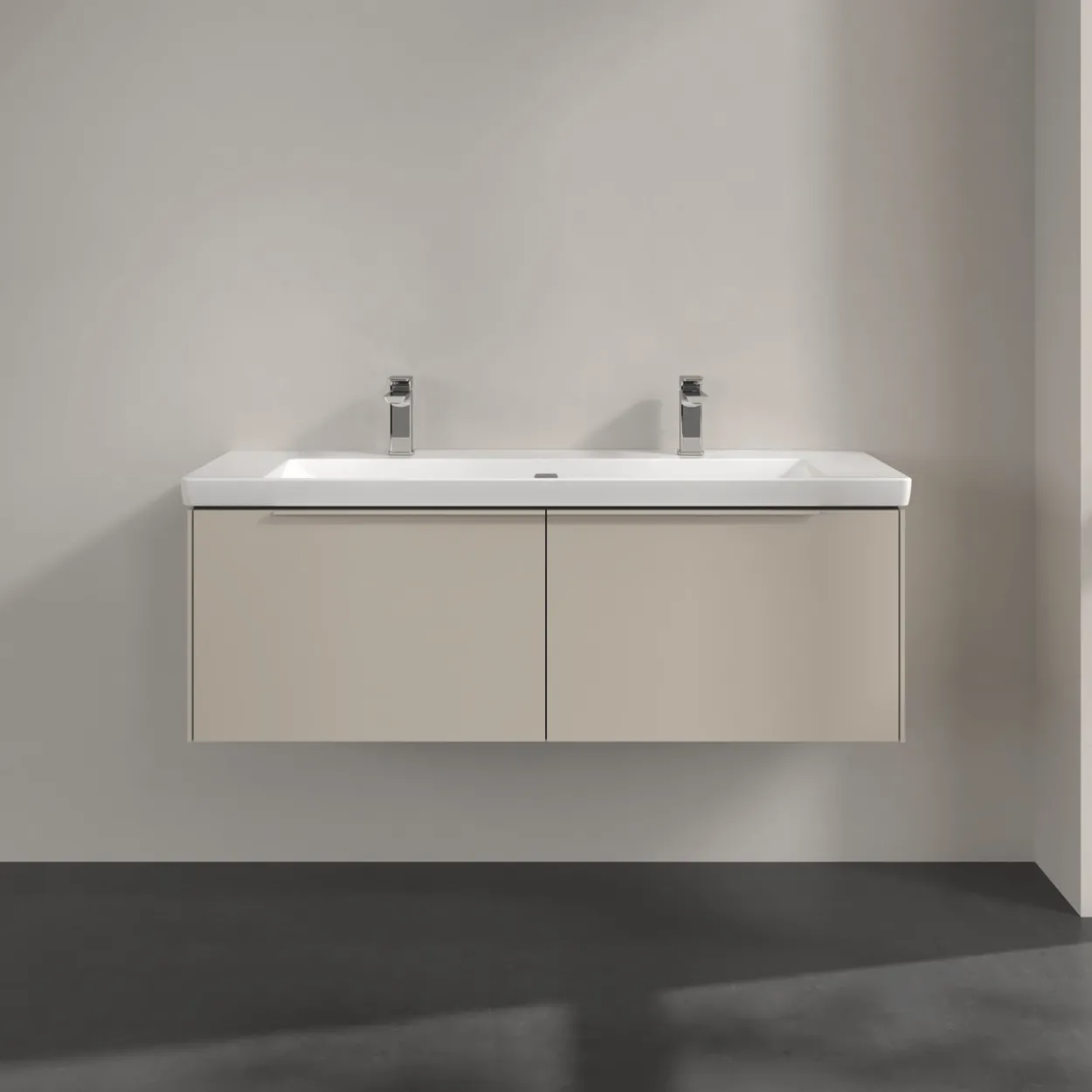 V&b subway 3.0 servantskap 127x42 cashmere grey håndtak i møbelets farge