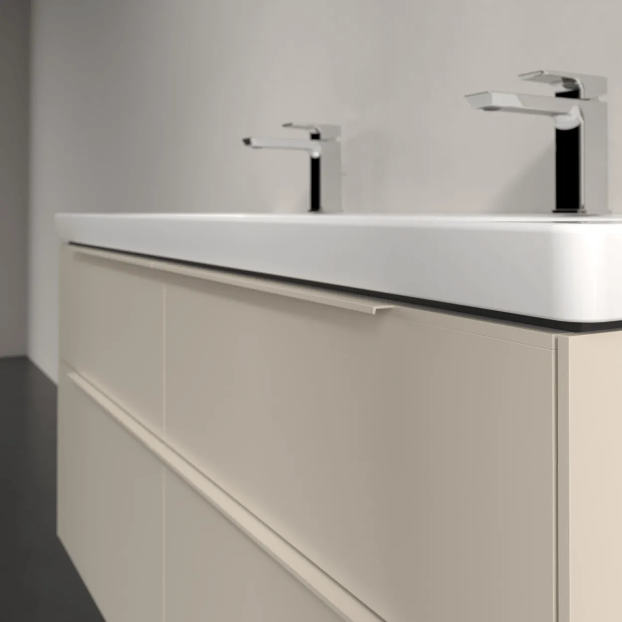 V&b subway 3.0 servantskap 127x57 cashmere grey håndtak i møbelets farge