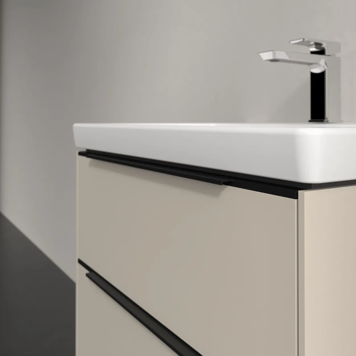 V&b subway 3.0 servantskap 62x57 cashmere grey håndtak i volcano black