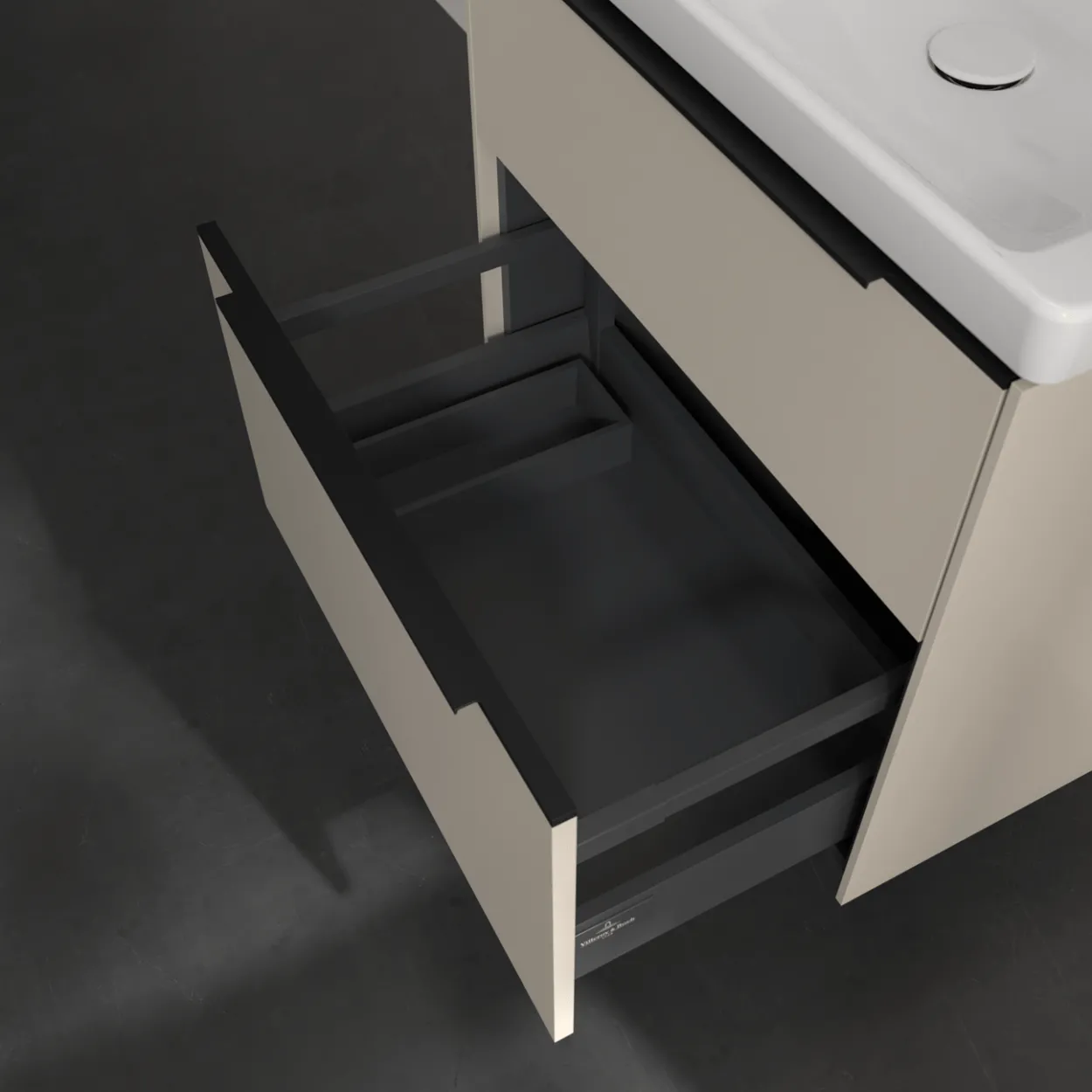 V&b subway 3.0 servantskap 62x57 cashmere grey håndtak i volcano black