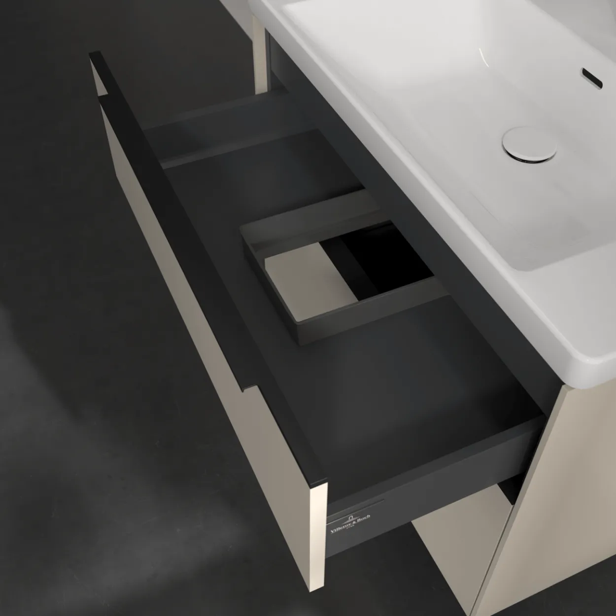 V&b subway 3.0 servantskap 77x57 cashmere grey håndtak i volcano black