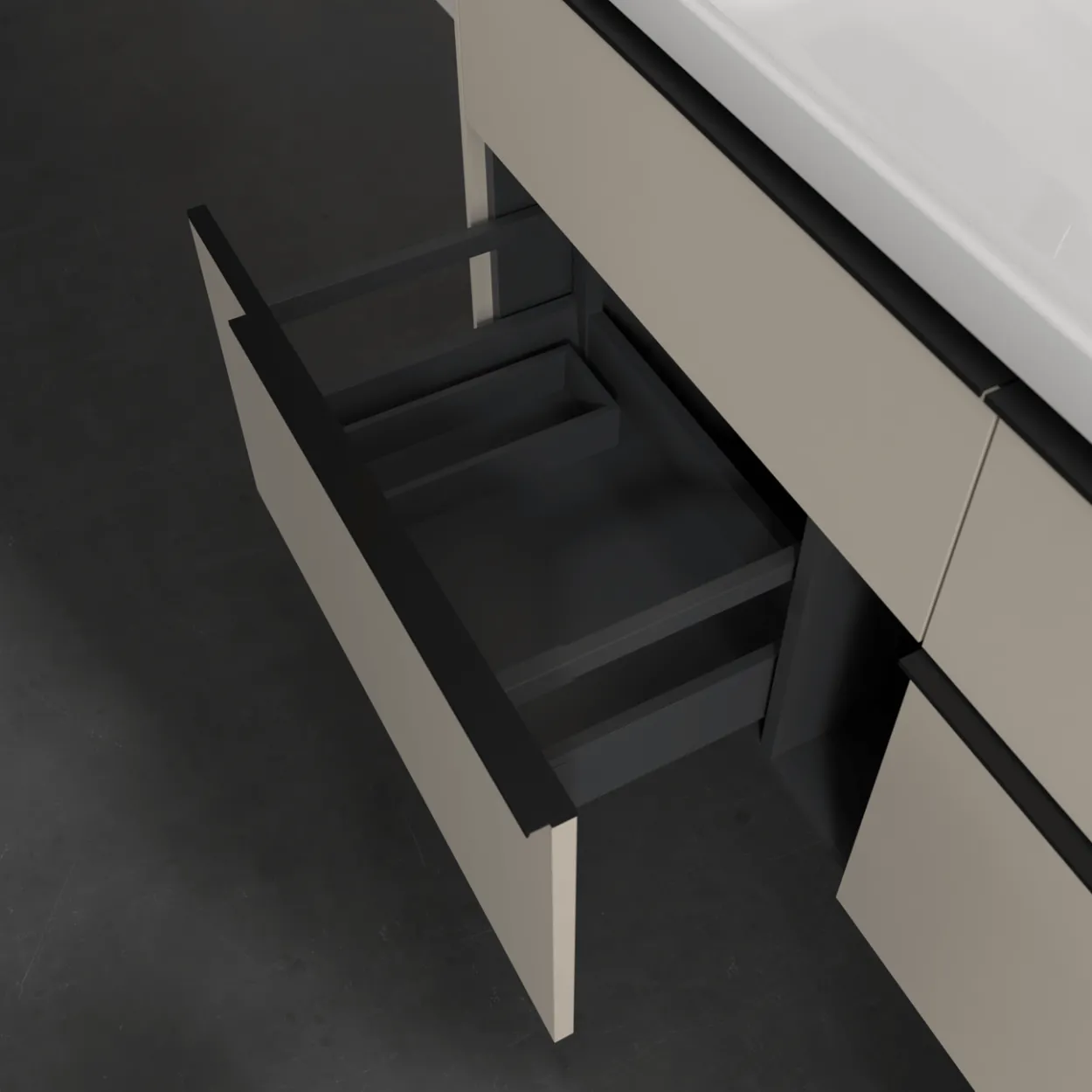 V&b subway 3.0 servantskap 127x57 cashmere grey håndtak i volcano black