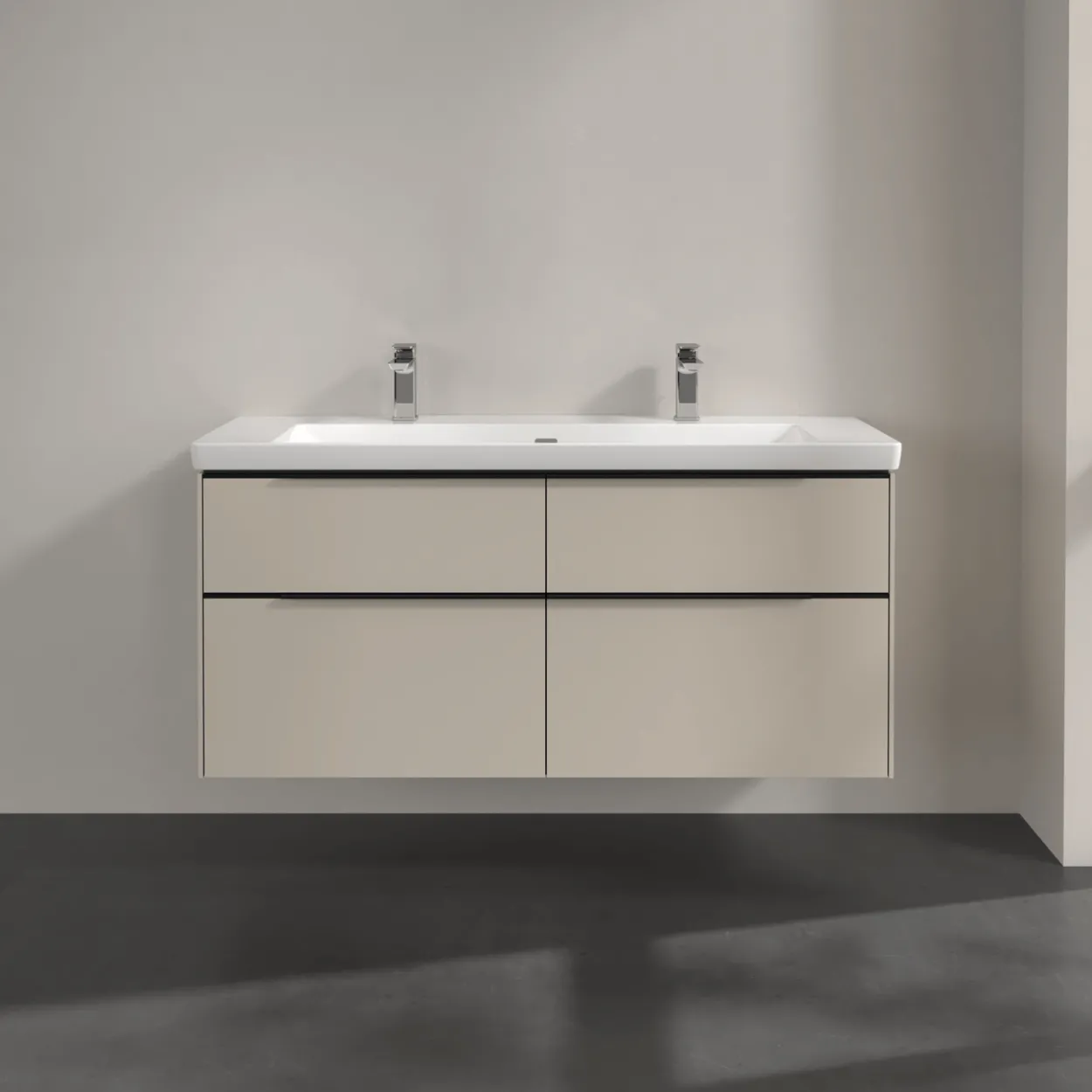 V&b subway 3.0 servantskap 127x57 cashmere grey håndtak i volcano black