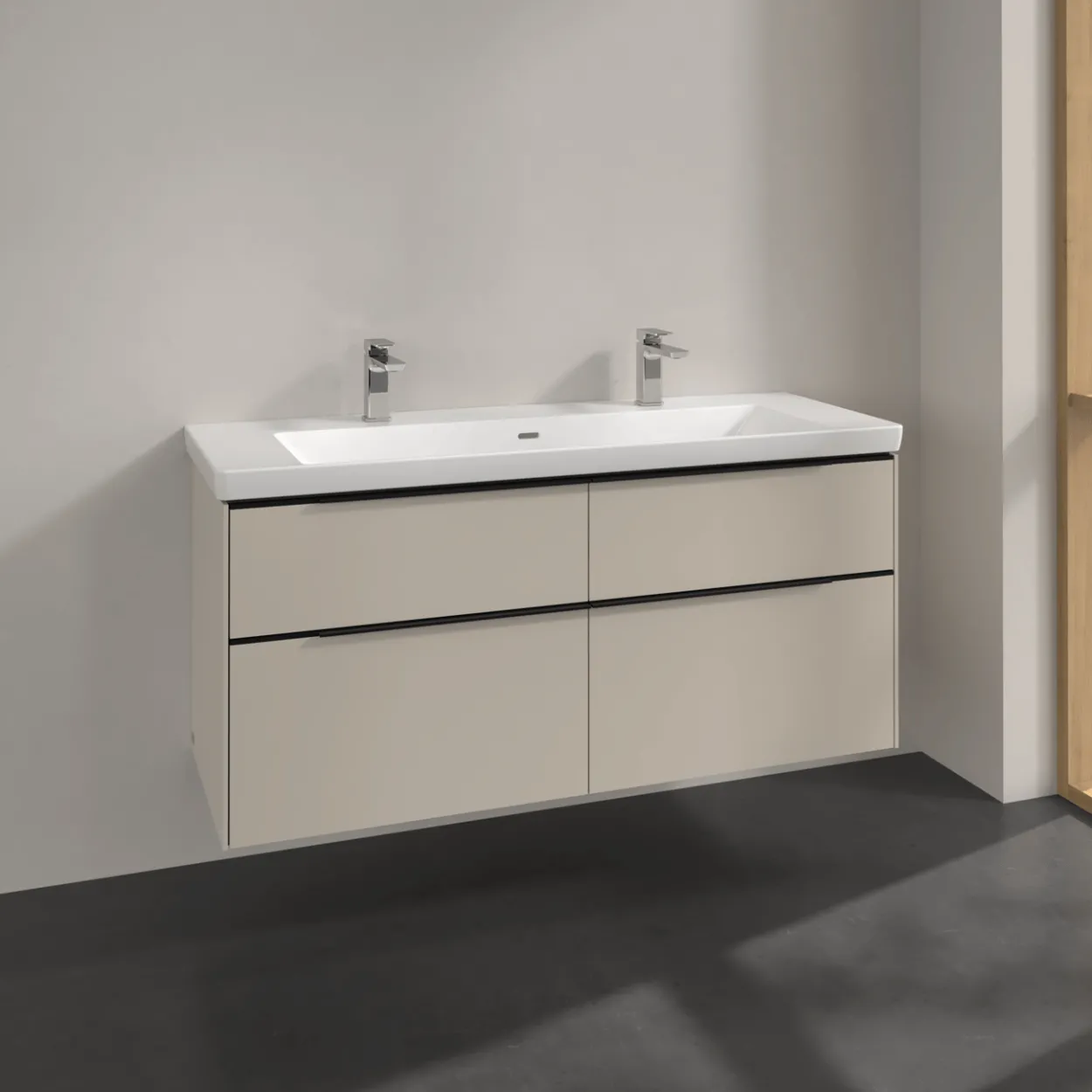 V&b subway 3.0 servantskap 127x57 cashmere grey håndtak i volcano black