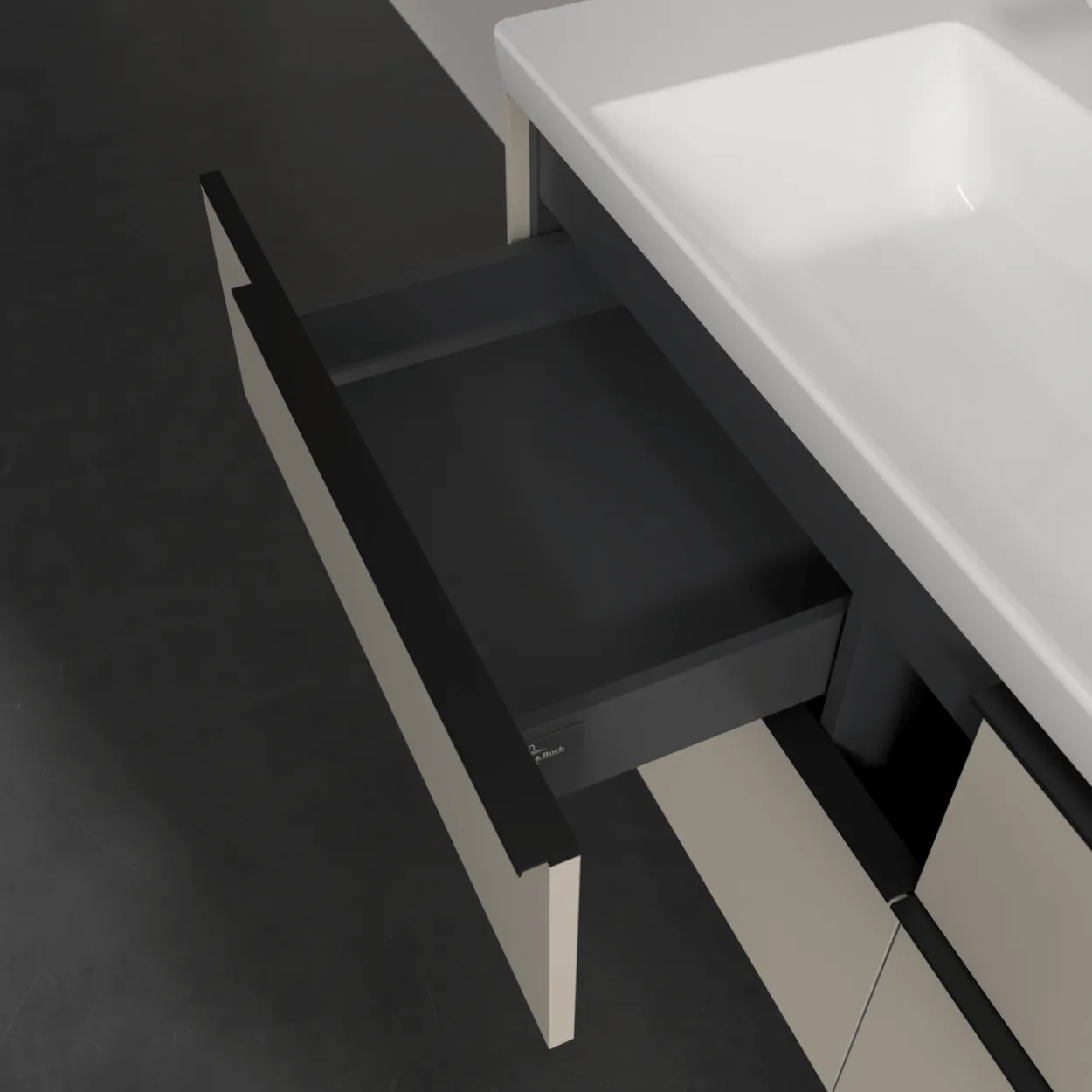 V&b subway 3.0 servantskap 127x57 cashmere grey håndtak i volcano black