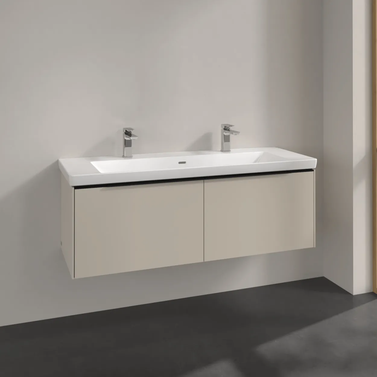 V&b subway 3.0 servantskap 127x42 cashmere grey håndtak i volcano black