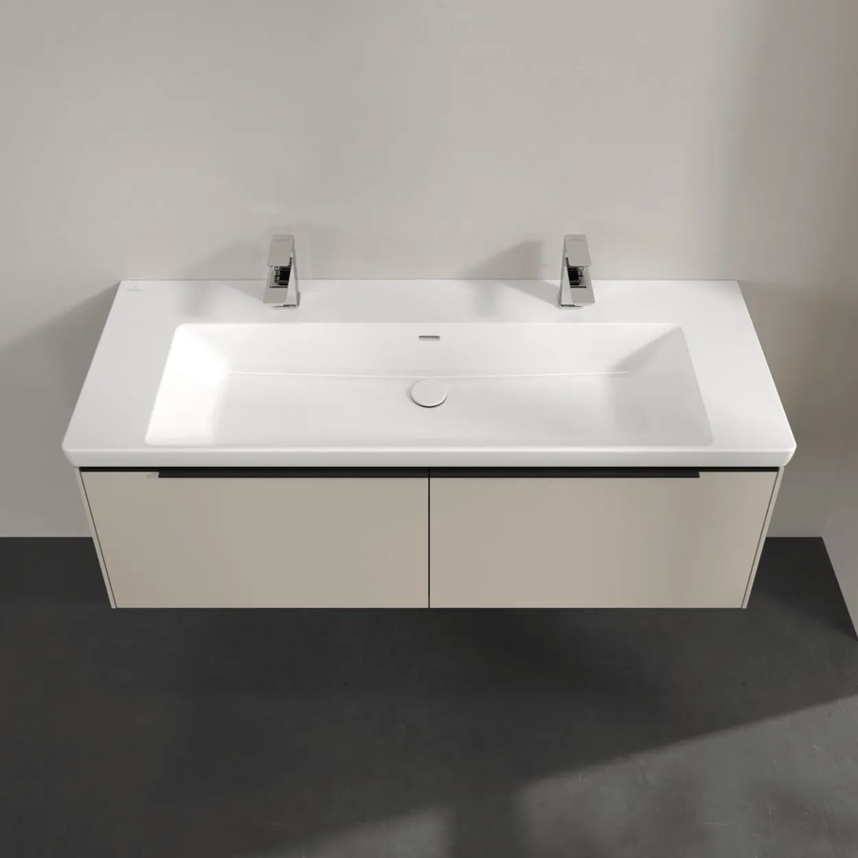 V&b subway 3.0 servantskap 127x42 cashmere grey håndtak i volcano black