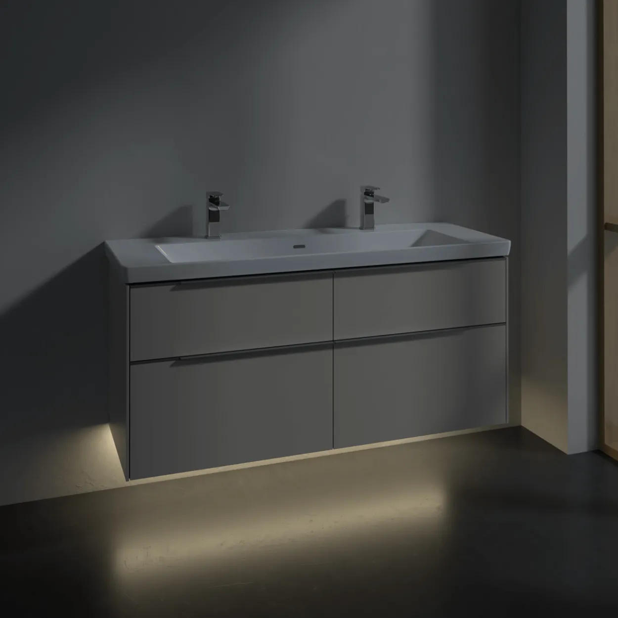 V&b subway 3.0 servantskap 127x57 cashmere grey m/lys håndtak i krom