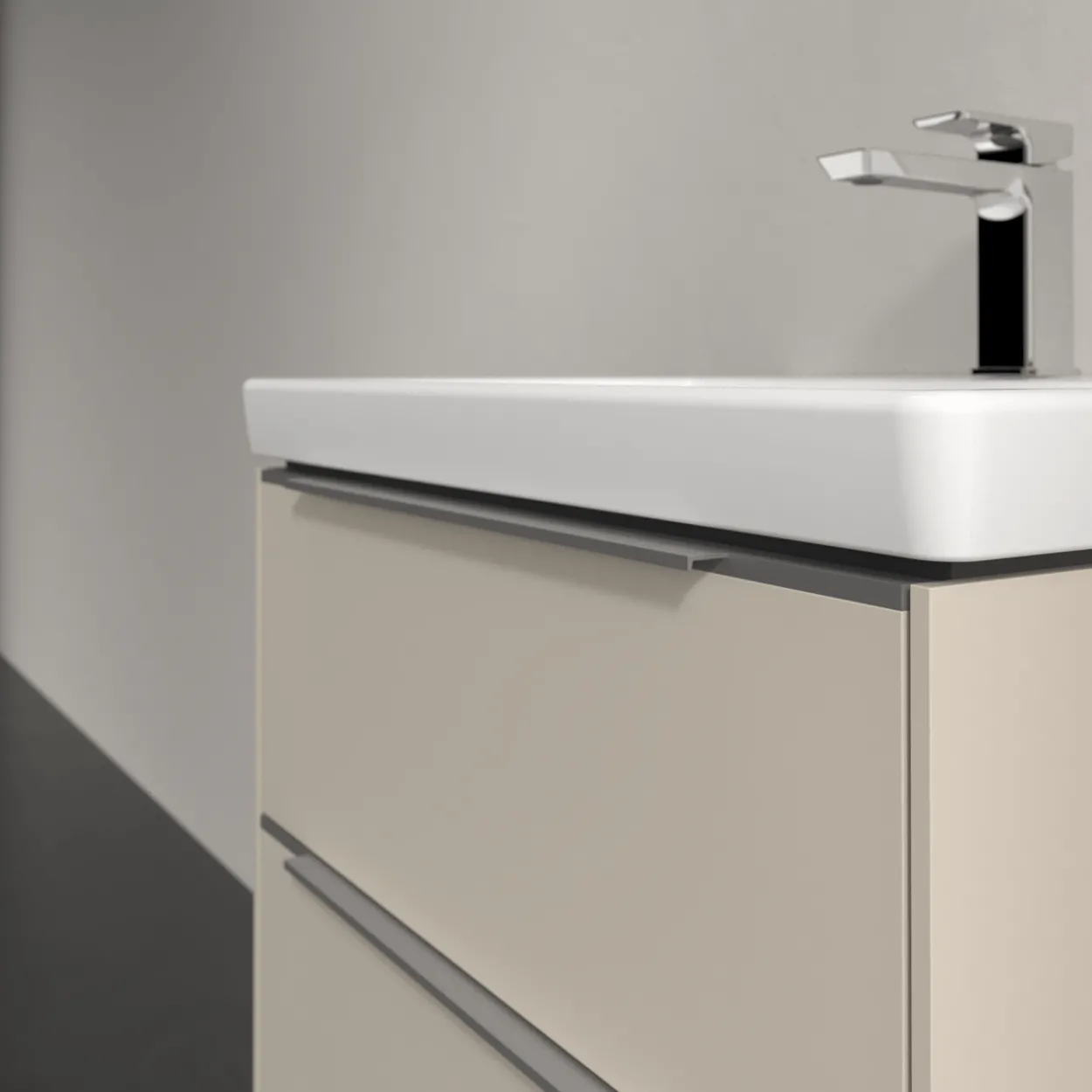 V&b subway 3.0 servantskap 57x47 cashmere grey m/lys håndtak i krom