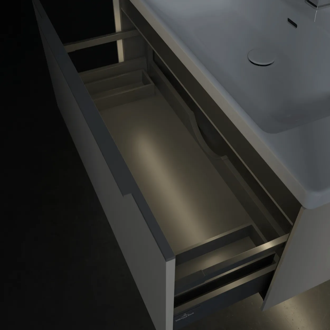 V&b subway 3.0 servantskap 97x42 cashmere grey m/lys håndtak i krom