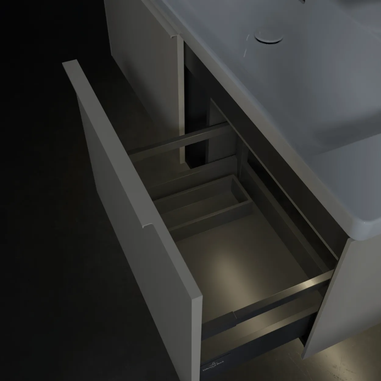 V&b subway 3.0 servantskap 127x42 cashmere grey m/lys håndtak i møbelets farge