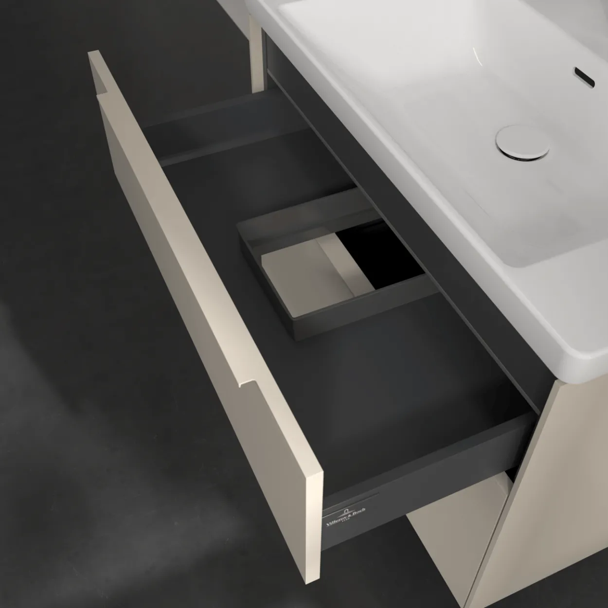 V&b subway 3.0 servantskap 77x57 cashmere grey m/lys håndtak i møbelets farge