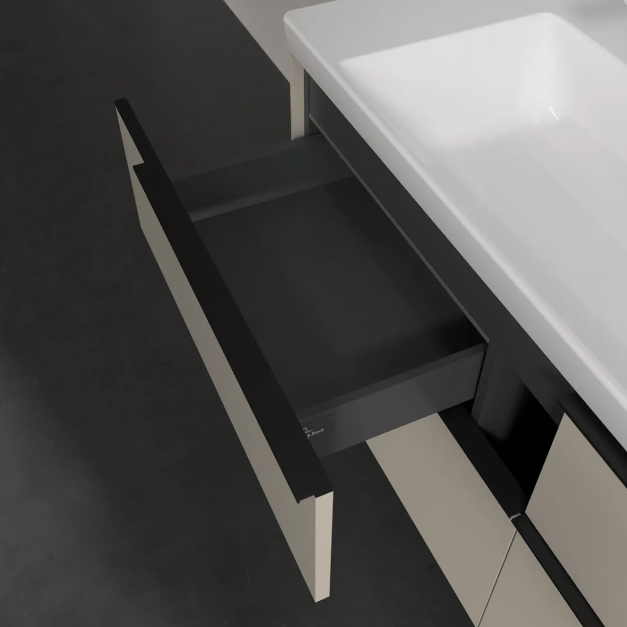 V&b subway 3.0 servantskap 127x57 cashmere grey m/lys håndtak i volcano black