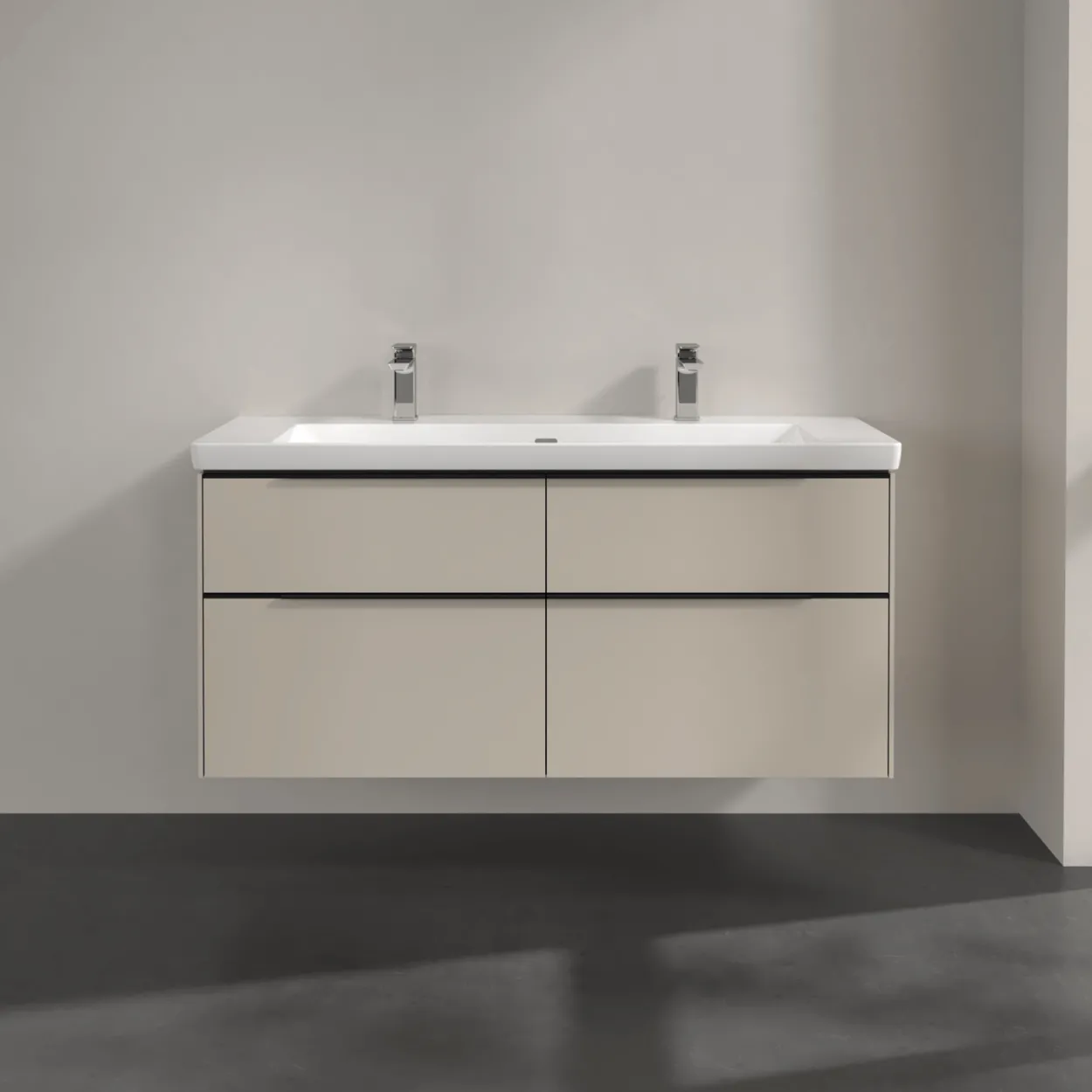 V&b subway 3.0 servantskap 127x57 cashmere grey m/lys håndtak i volcano black