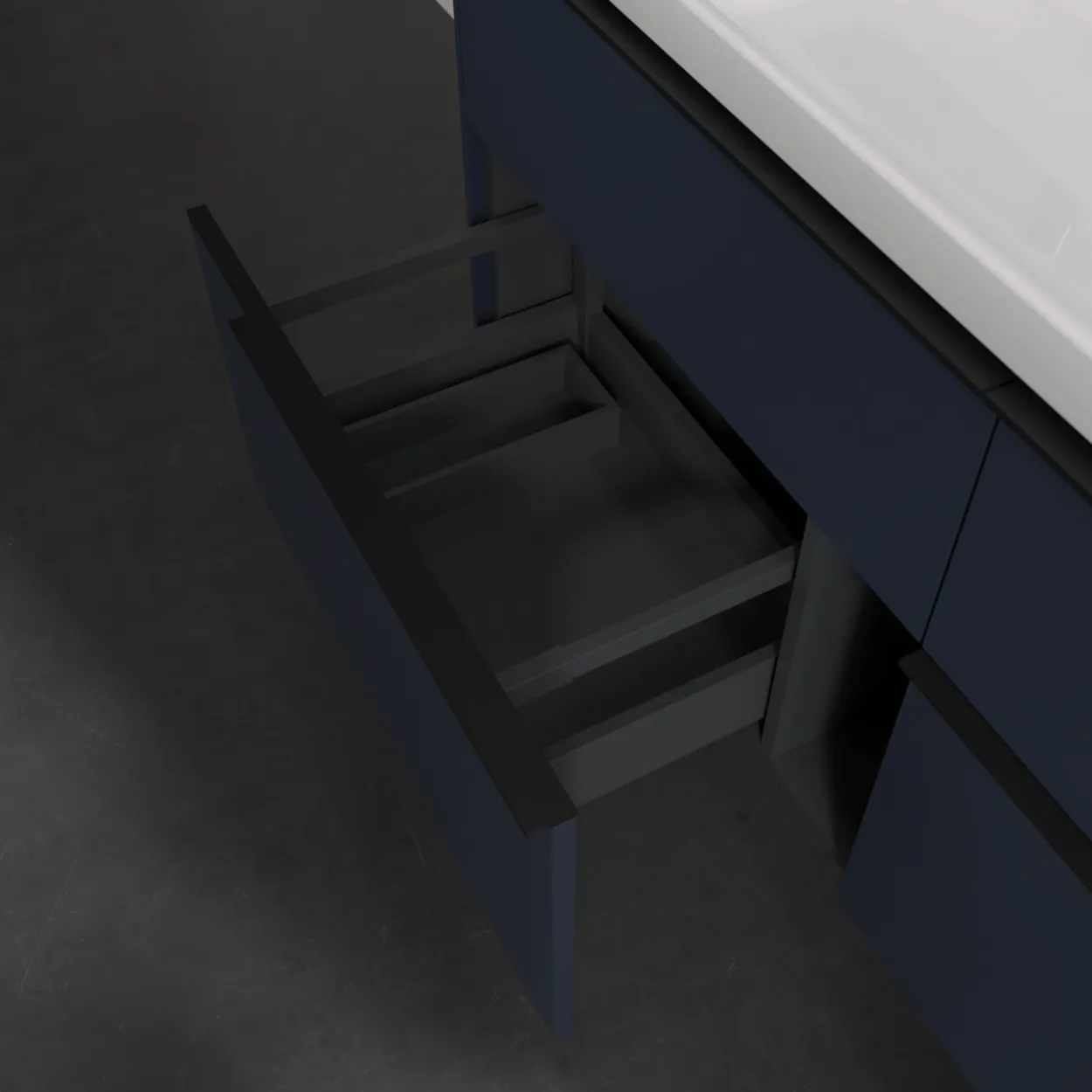 V&b subway 3.0 servantskap 127x57 cashmere grey m/lys håndtak i volcano black