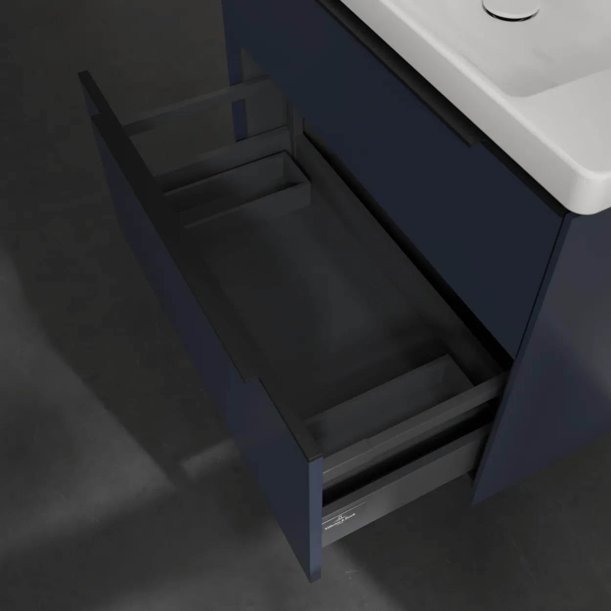 V&b subway 3.0 servantskap 77x57 cashmere grey m/lys håndtak i volcano black