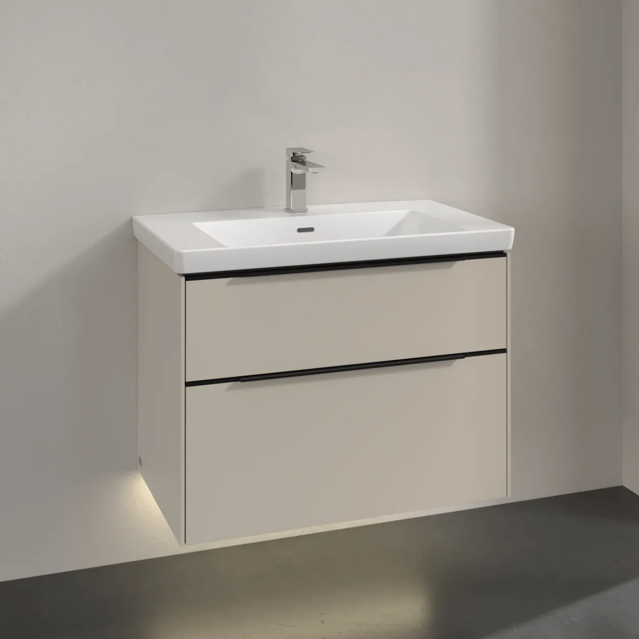 V&b subway 3.0 servantskap 77x57 cashmere grey m/lys håndtak i volcano black