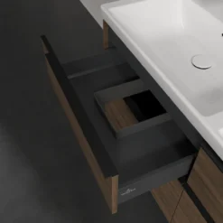 V&b subway 3.0 servantskap 127x57 f/dobbel servant arizona oak håndtak i volcano black