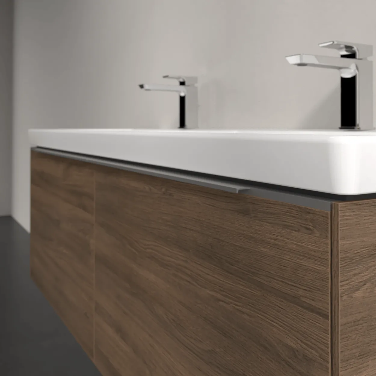 V&b subway 3.0 servantskap 127x42 f/dobbel servant arizona oak m/lys håndtak i krom