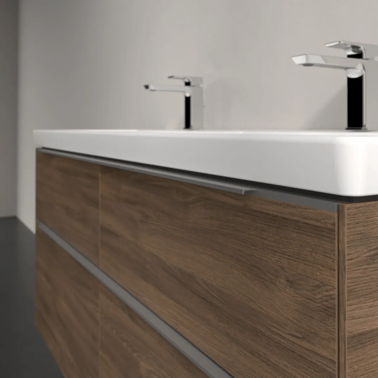 V&b subway 3.0 servantskap 127x57 f/dobbel servant arizona oak m/lys håndtak i krom