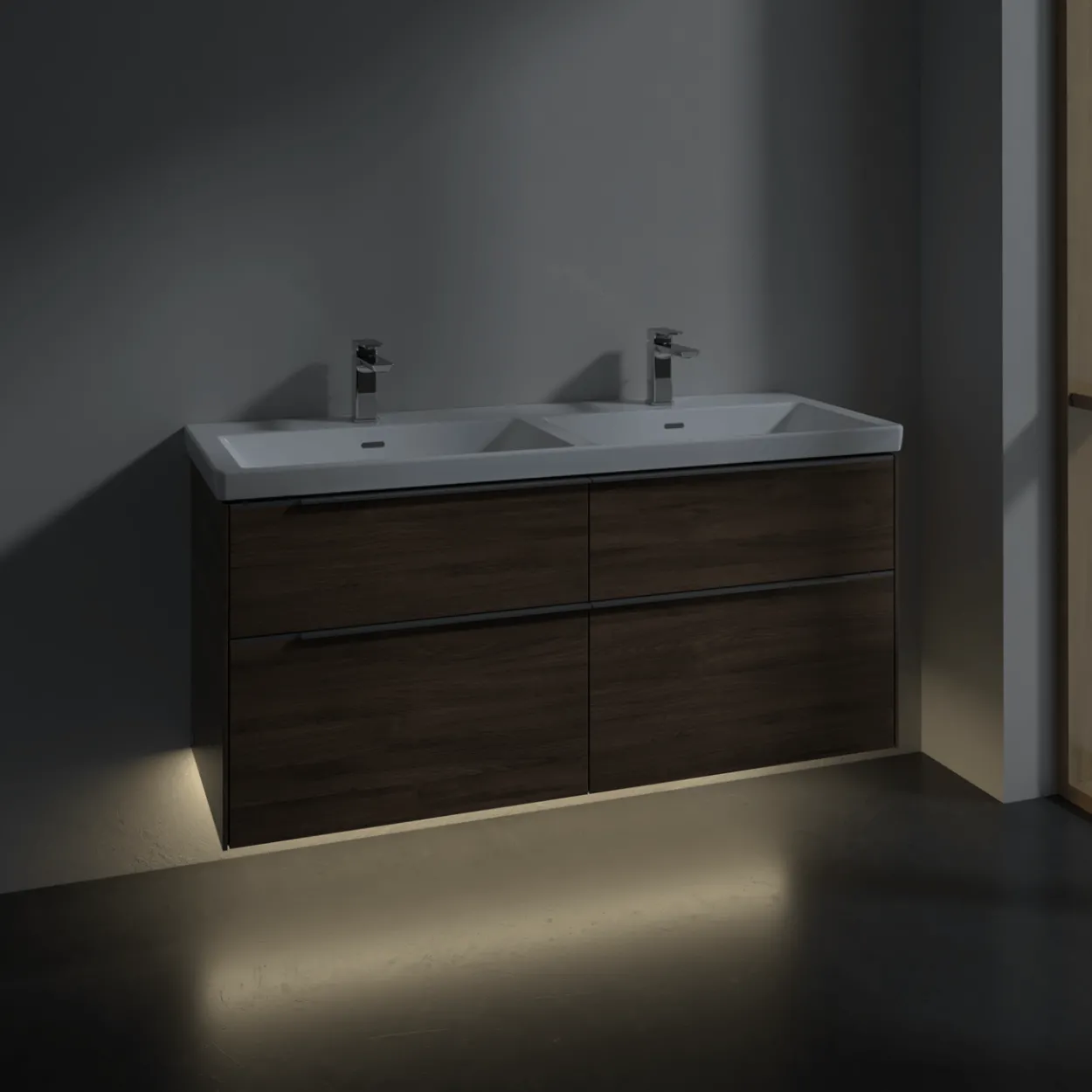 V&b subway 3.0 servantskap 127x57 f/dobbel servant arizona oak m/lys håndtak i krom