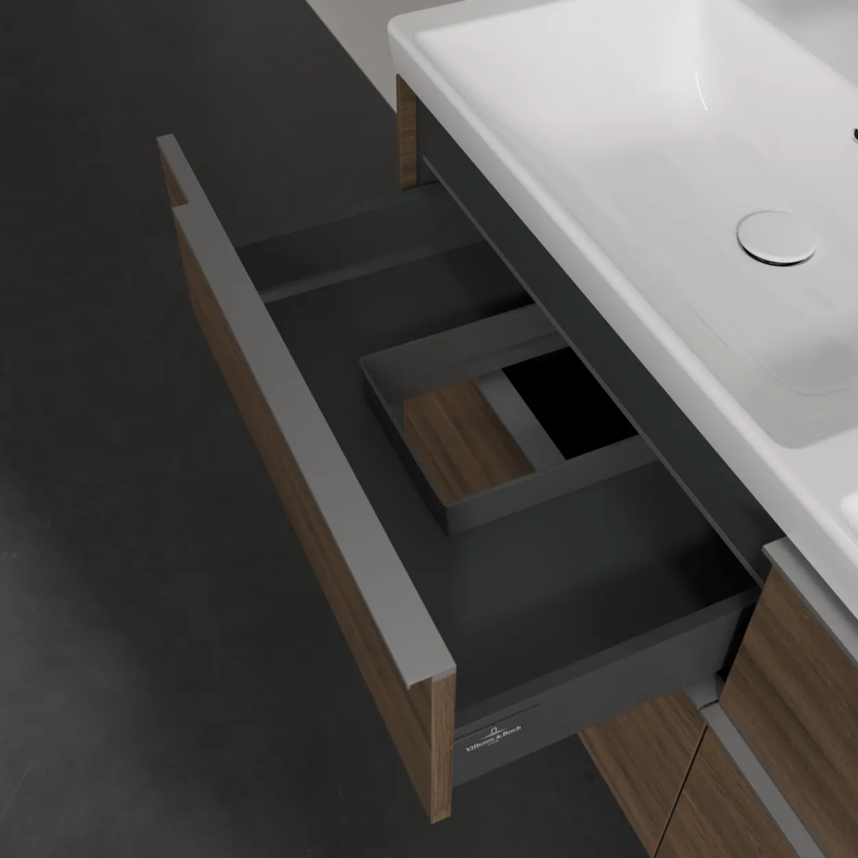 V&b subway 3.0 servantskap 127x57 f/dobbel servant arizona oak m/lys håndtak i krom