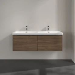 V&b subway 3.0 servantskap 127x42 f/dobbel servant arizona oak m/lys håndtak i volcano black