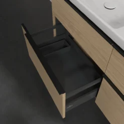 V&b subway 3.0 servantskap 127x57 f/dobbel servant arizona oak m/lys håndtak i volcano black