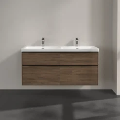 V&b subway 3.0 servantskap 127x57 f/dobbel servant arizona oak m/lys håndtak i volcano black