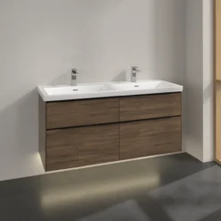 V&b subway 3.0 servantskap 127x57 f/dobbel servant arizona oak m/lys håndtak i volcano black