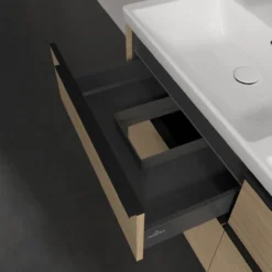 V&b subway 3.0 servantskap 127x57 f/dobbel servant arizona oak m/lys håndtak i volcano black