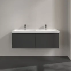V&b subway 3.0 servantskap 127x42 f/dobbel servant black graphite håndtak i volcano