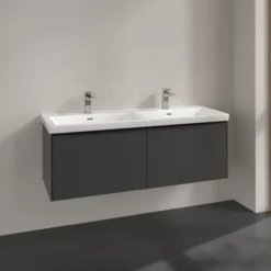 V&b subway 3.0 servantskap 127x42 f/dobbel servant black graphite håndtak i volcano