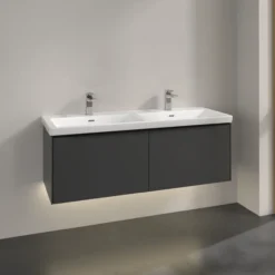 V&b subway 3.0 servantskap 127x42 f/dobbel servant black graphite m/lys håndtak i volcano