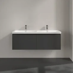 V&b subway 3.0 servantskap 127x42 f/dobbel servant black graphite m/lys håndtak i volcano