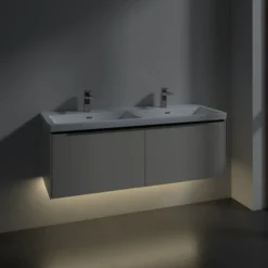 V&b subway 3.0 servantskap 127x42 f/dobbel servant black taupe m/lys håndtak i volcano