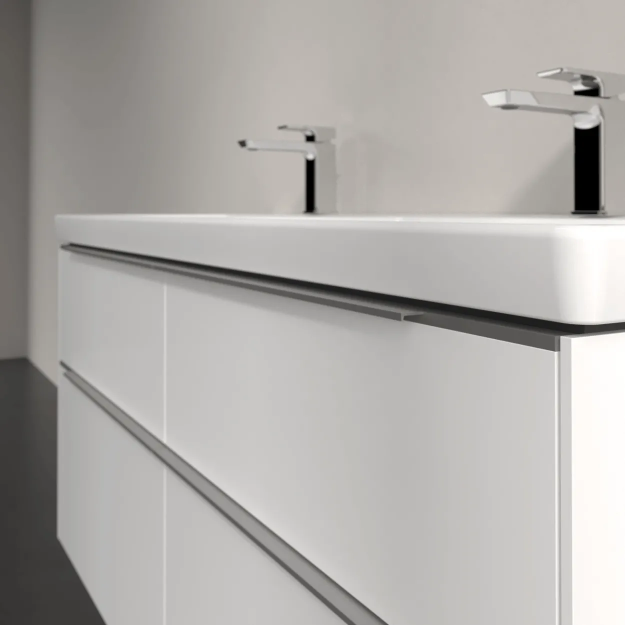 V&b subway 3.0 servantskap 127x57 f/dobbel servant brilliant white håndtak i krom